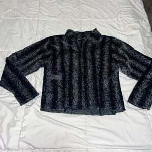 Frankly My Dear Faux Fur Coat Size Large Bomber Black White